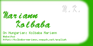 mariann kolbaba business card